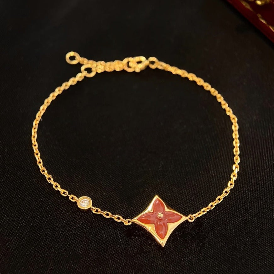 [Clover Jewelery]COLOR STAR CARNELIAN PINK GOLD DIAMOND BRACELET