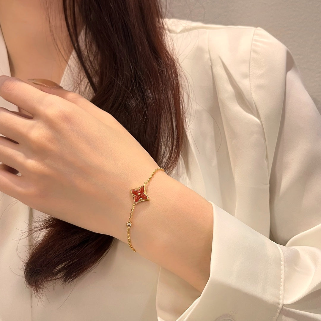 [Clover Jewelery]COLOR STAR CARNELIAN PINK GOLD DIAMOND BRACELET