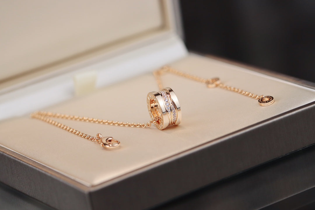 [Clover Jewelery]ZERO 1 PINK GOLD DIAMOND NECKLACE