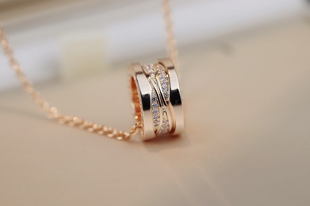 [Clover Jewelery]ZERO 1 PINK GOLD DIAMOND NECKLACE