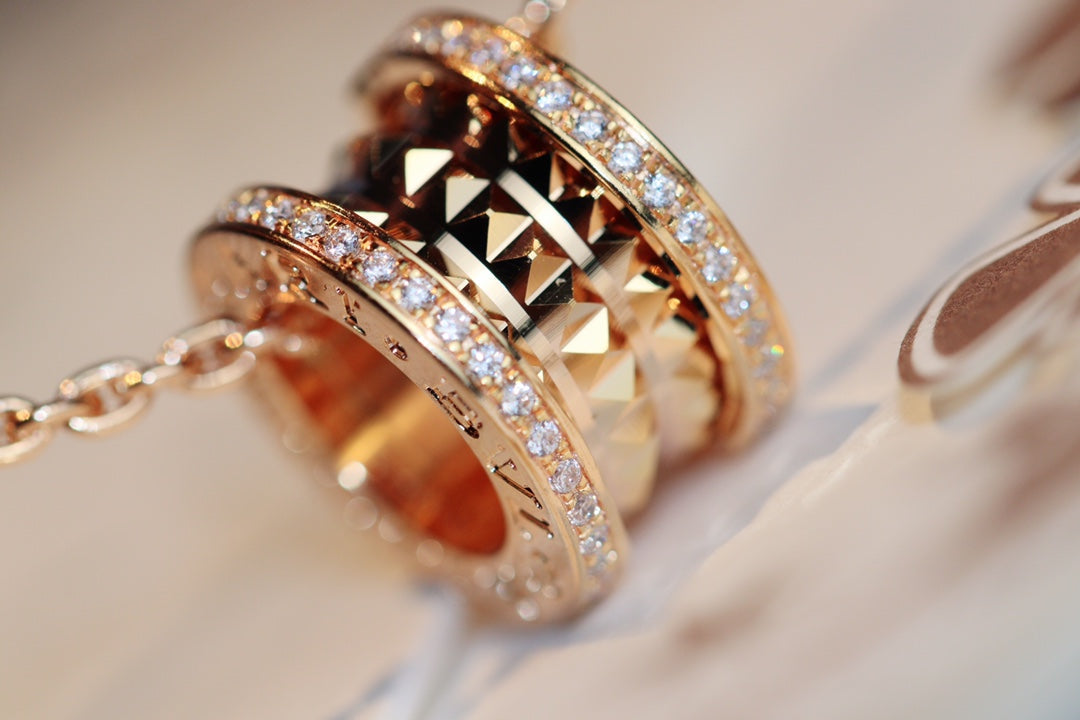 [Clover Jewelery]ZERO 1 ROCK PEDANT PINK GOLD NECKLACE