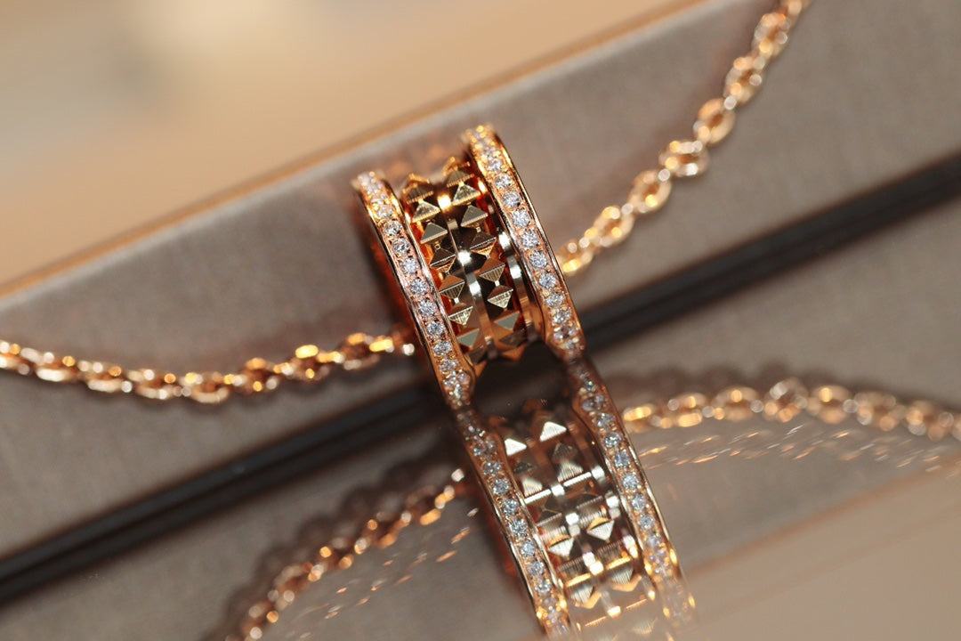 [Clover Jewelery]ZERO 1 ROCK PEDANT PINK GOLD NECKLACE