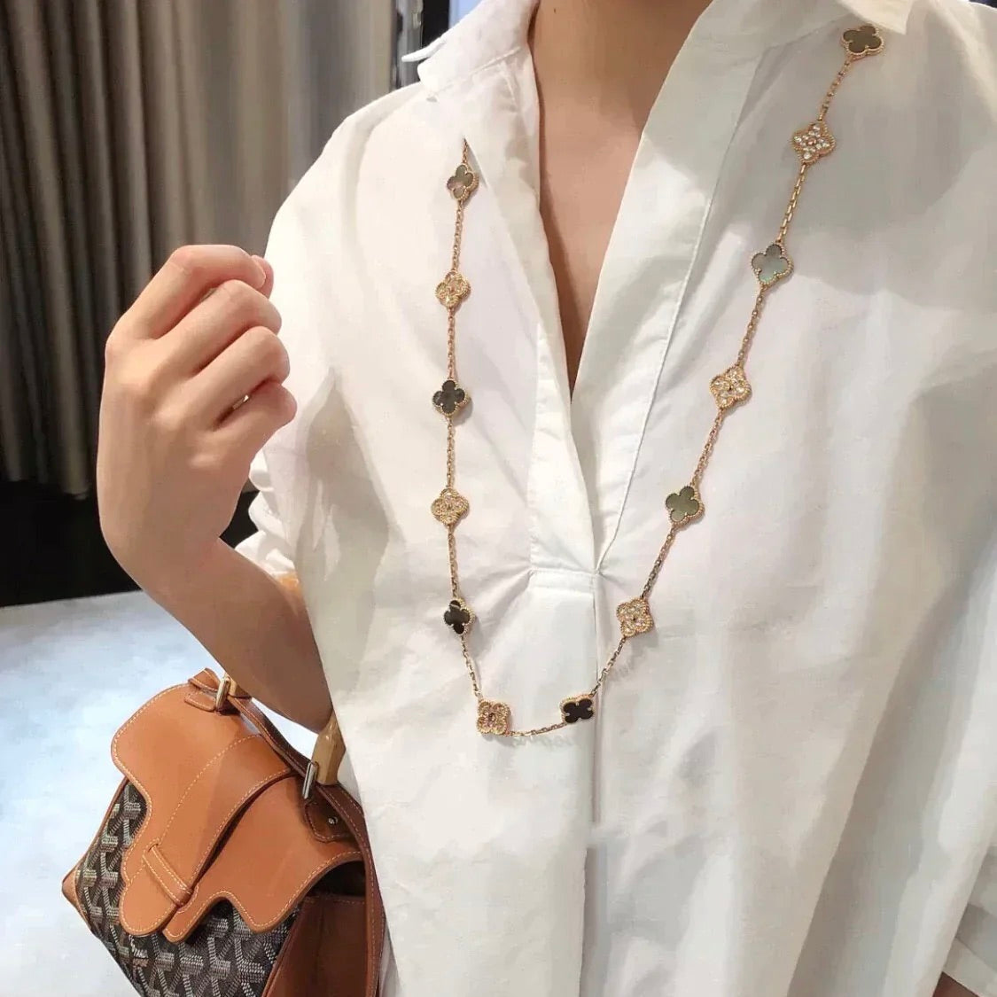 [Clover Jewelery]CLOVER 20 MOTIFS DARK MOP DIAMOND  NECKLACE