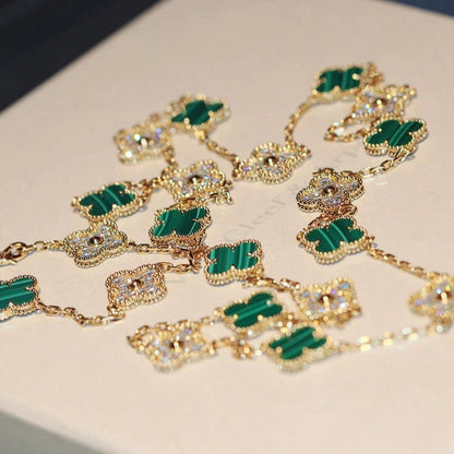 [Clover Jewelery]CLOVER 20 MOTIFS MALACHITE DIAMOND NECKLACE