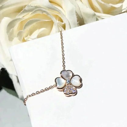 [Clover Jewelery]CLOVER MOP DIAMOND ROSE GOLD NECKLACE