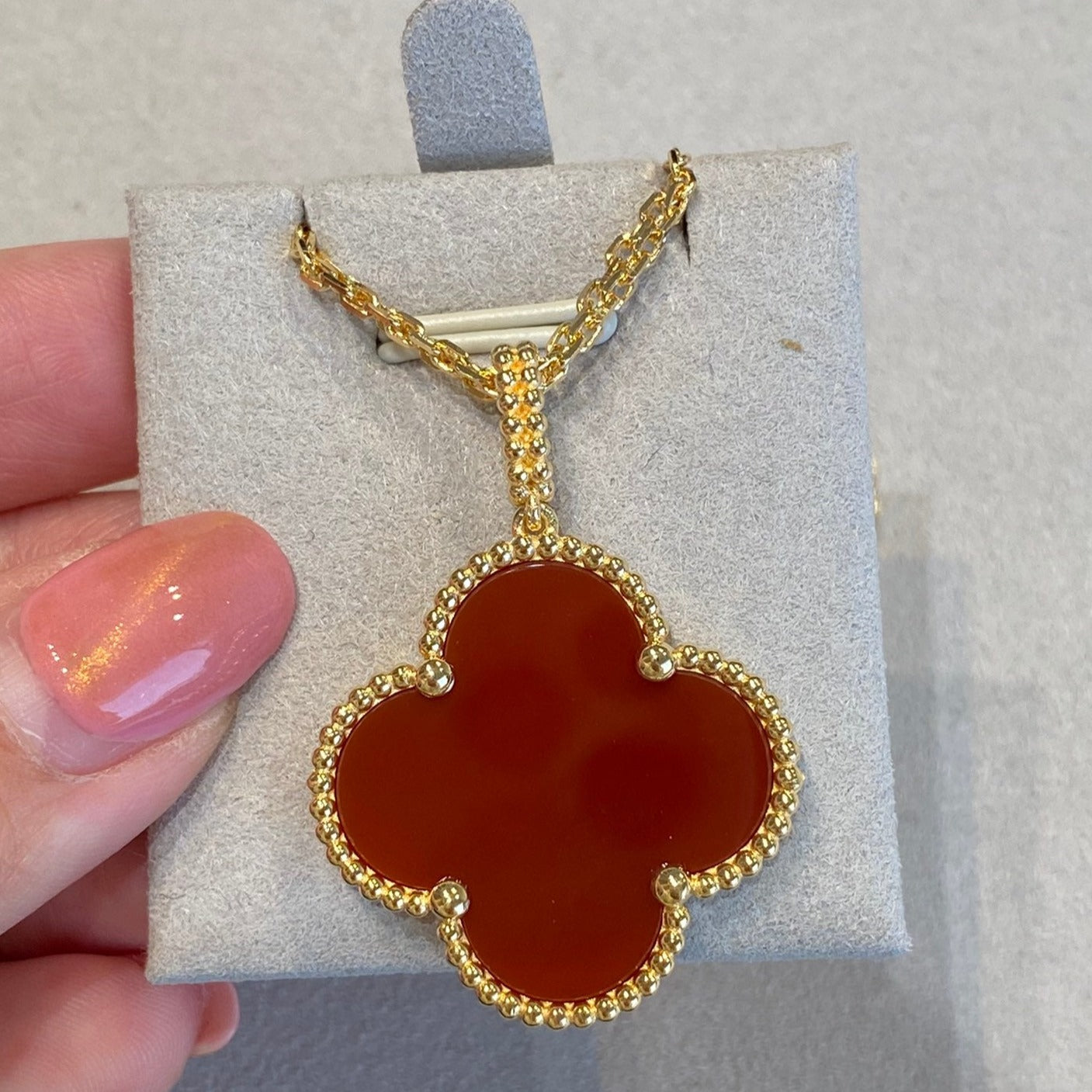 [Clover Jewelery]CLOVER 25MM NECKLACE GOLD CARNELIAN