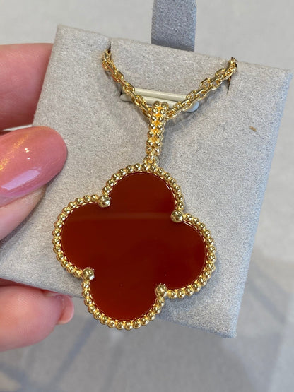[Clover Jewelery]CLOVER 25MM NECKLACE GOLD CARNELIAN