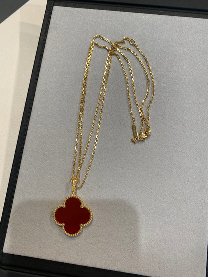 [Clover Jewelery]CLOVER 25MM NECKLACE GOLD CARNELIAN