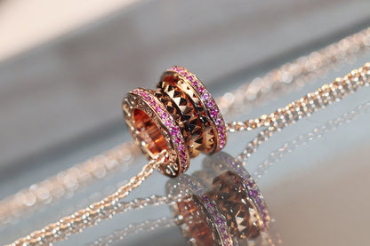 [Clover Jewelery]ZERO 1 ROCK PINK GOLD PINK DIAMOND NECKLACE