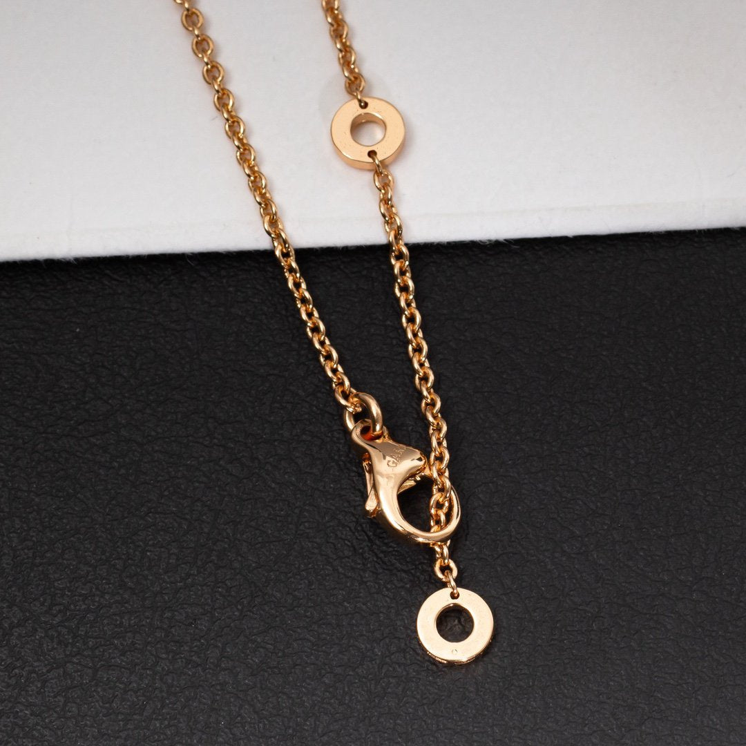 [Clover Jewelery]ZERO 1 WHITE CERAMIC PINK GOLD DIAMOND NECKLACE