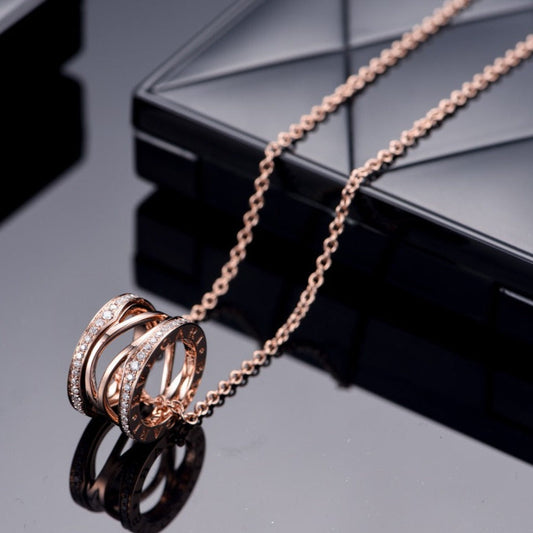 [Clover Jewelery]ZERO 1 PINK GOLD DIAMOND OPEN NECKLACE