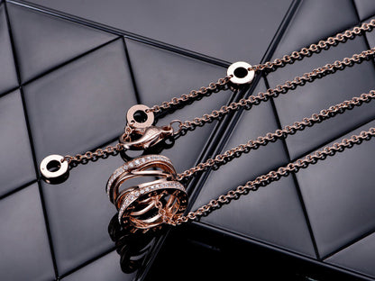 [Clover Jewelery]ZERO 1 PINK GOLD DIAMOND OPEN NECKLACE