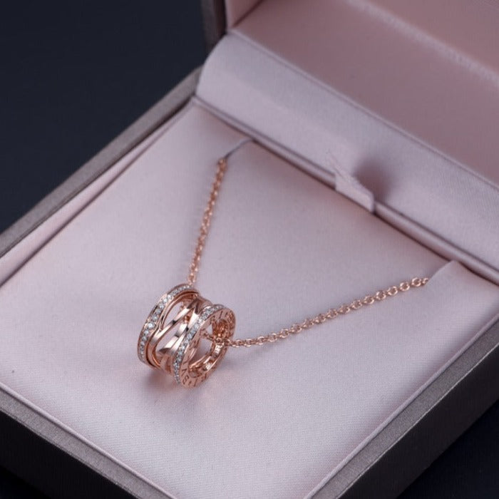 [Clover Jewelery]ZERO 1 PINK GOLD DIAMOND OPEN NECKLACE