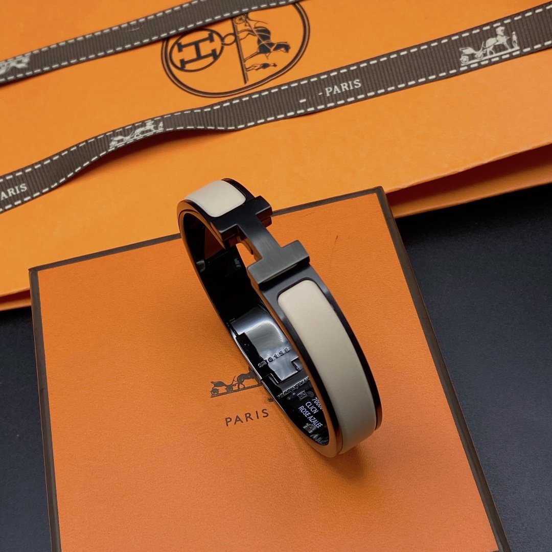 [Clover Jewelery]H BRACELET 12MM BLACK BEIGE CERAMIC