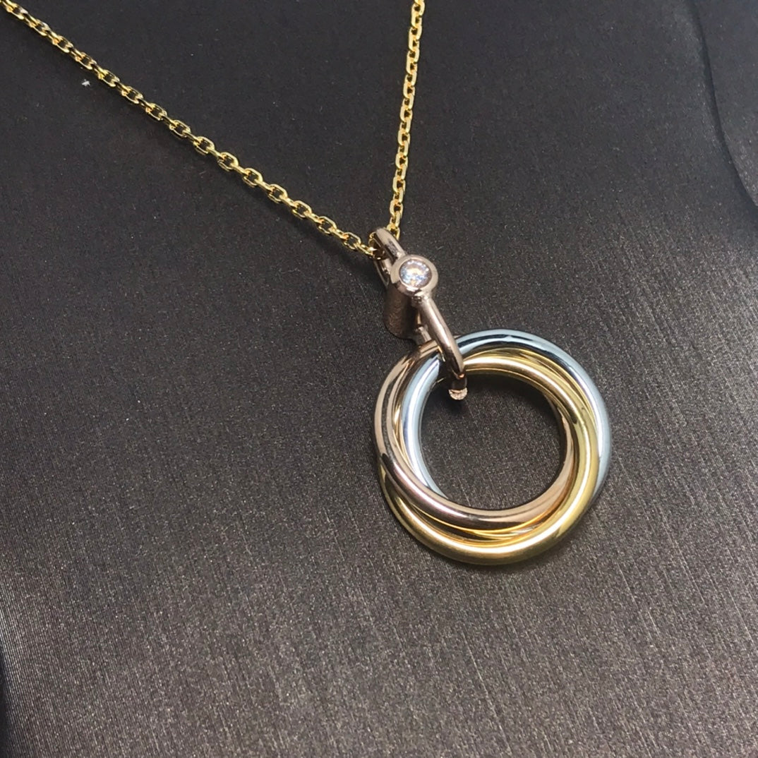 [Clover Jewelery]TRINITY SILVER GOLD PINK GOLD NECKLACE