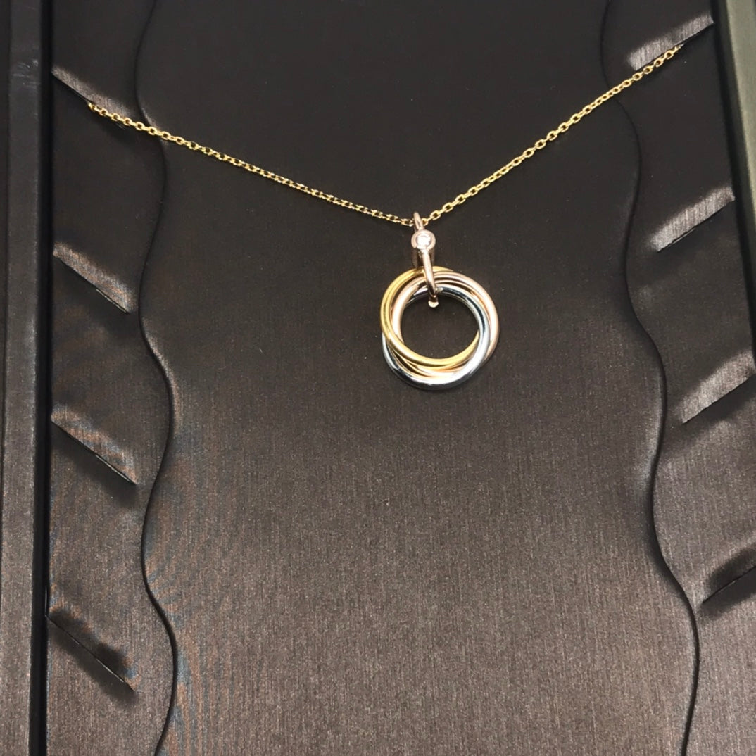 [Clover Jewelery]TRINITY SILVER GOLD PINK GOLD NECKLACE