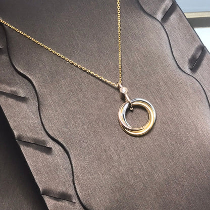[Clover Jewelery]TRINITY SILVER GOLD PINK GOLD NECKLACE