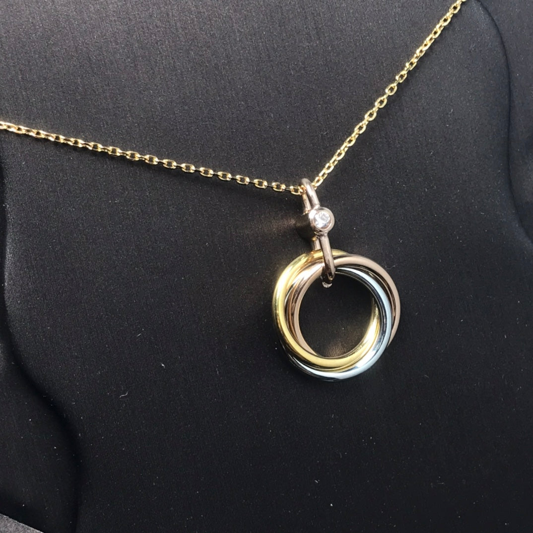 [Clover Jewelery]TRINITY SILVER GOLD PINK GOLD NECKLACE