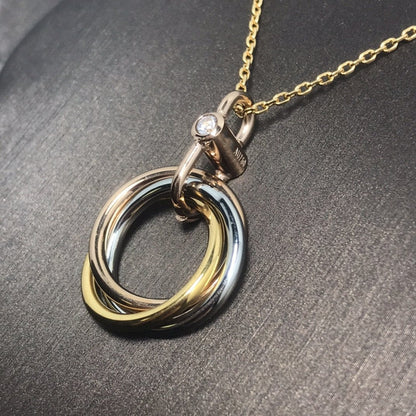 [Clover Jewelery]TRINITY SILVER GOLD PINK GOLD NECKLACE