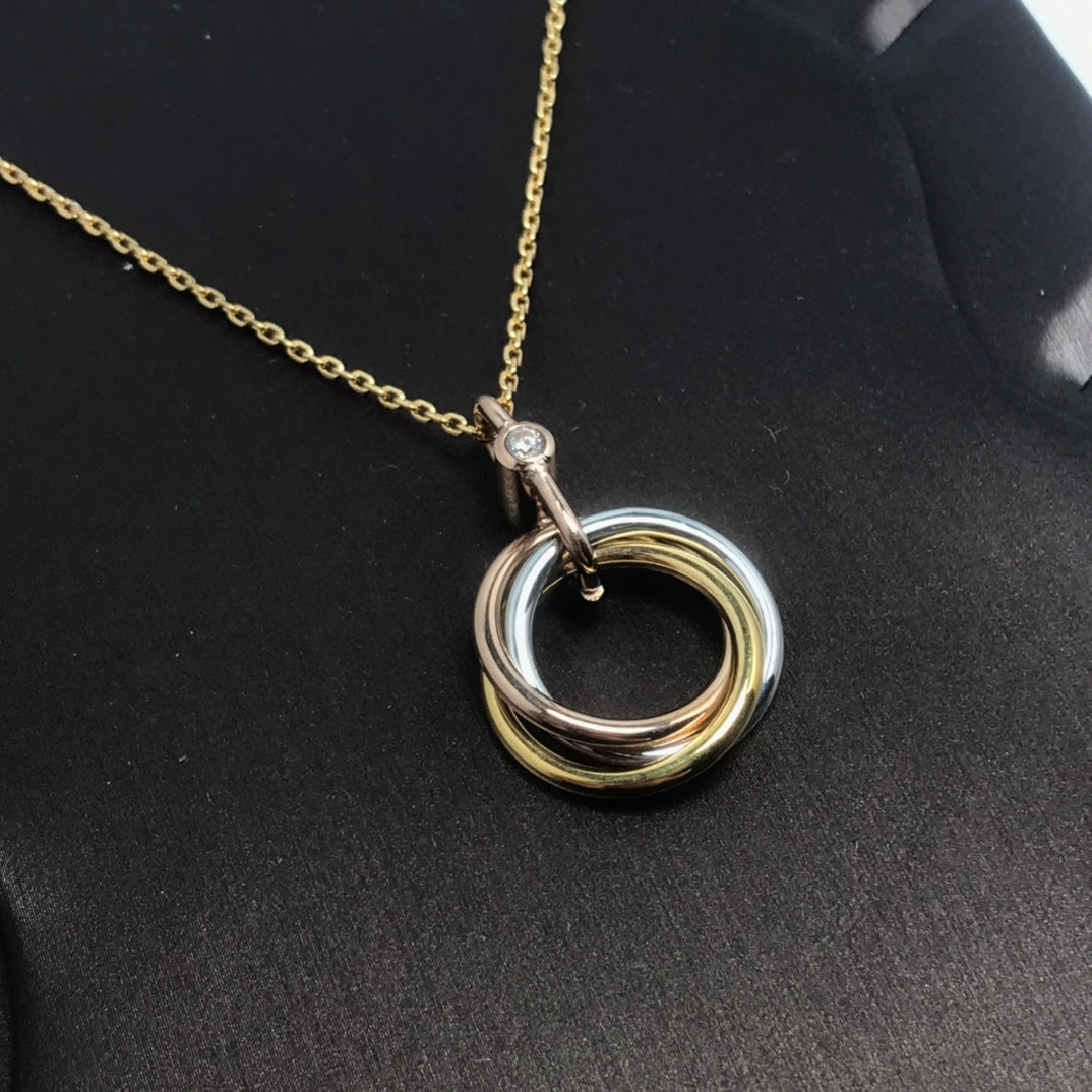 [Clover Jewelery]TRINITY SILVER GOLD PINK GOLD NECKLACE