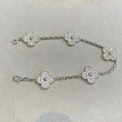 [Clover Jewelery]CLOVER 5 MOTIFS  DIAMOND BRACELET SILVER
