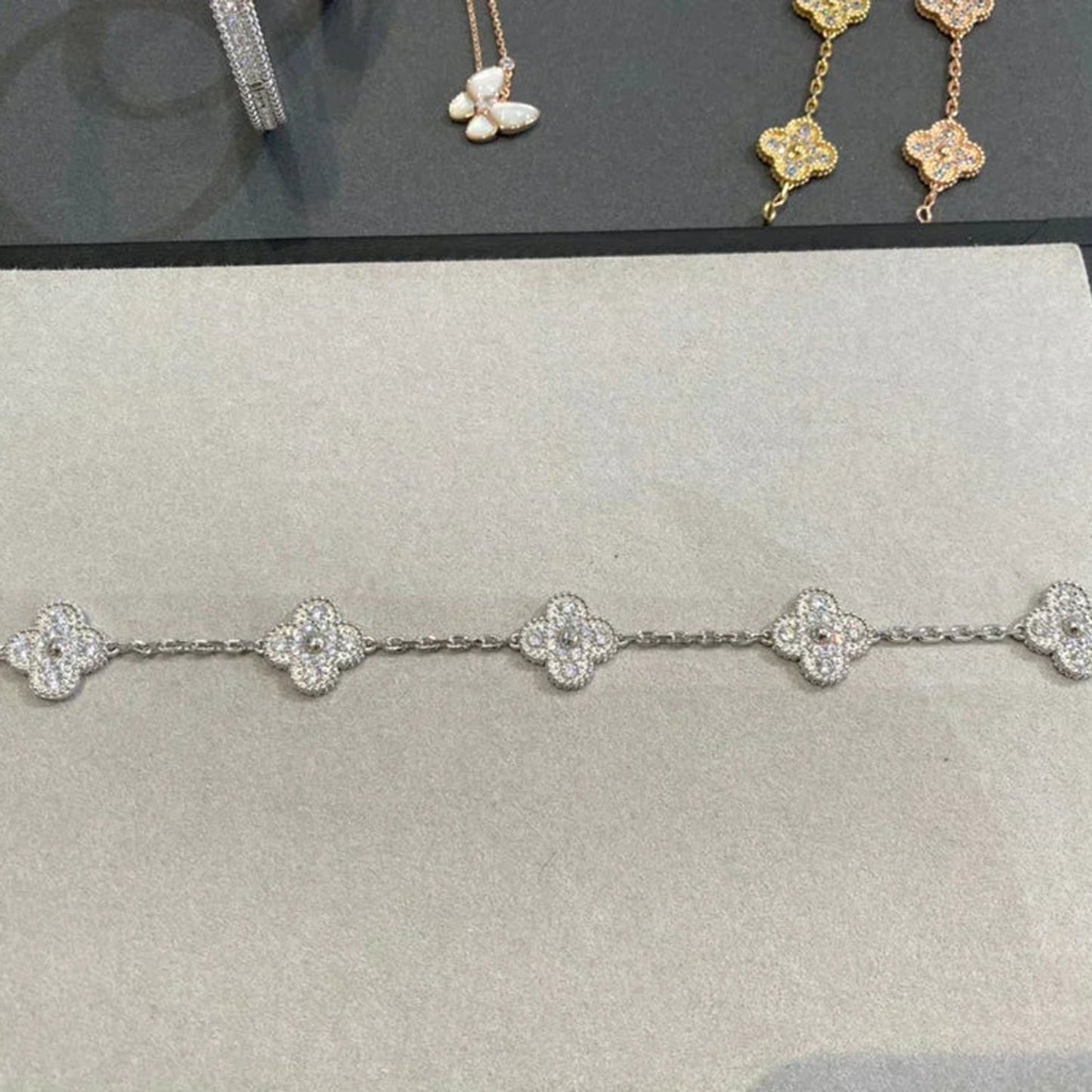 [Clover Jewelery]CLOVER 5 MOTIFS  DIAMOND BRACELET SILVER