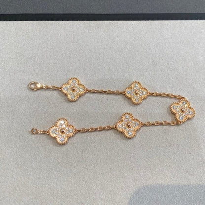 [Clover Jewelery]CLOVER 5 MOTIFS  FULL DIAMOND BRACELET