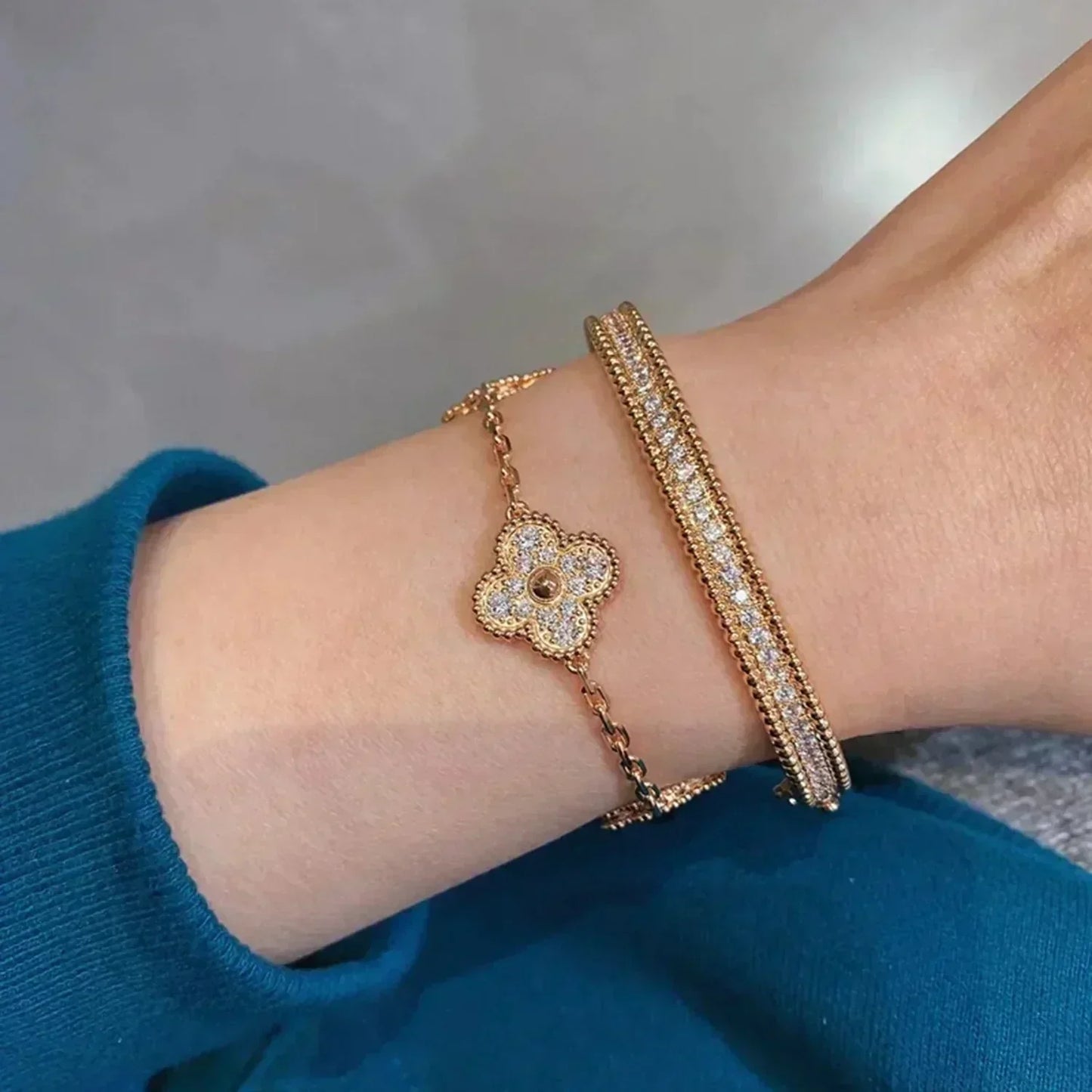 [Clover Jewelery]CLOVER 5 MOTIFS  FULL DIAMOND BRACELET