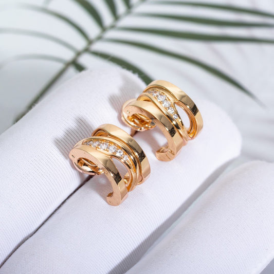 [Clover Jewelery]ZERO 1 PINK GOLD DIAMONDS EARRINGS