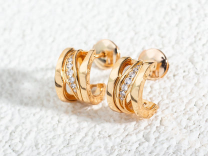 [Clover Jewelery]ZERO 1 PINK GOLD DIAMONDS EARRINGS