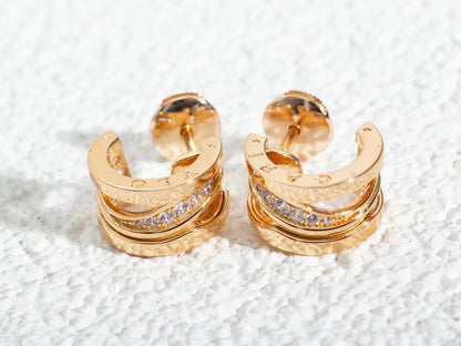 [Clover Jewelery]ZERO 1 PINK GOLD DIAMONDS EARRINGS