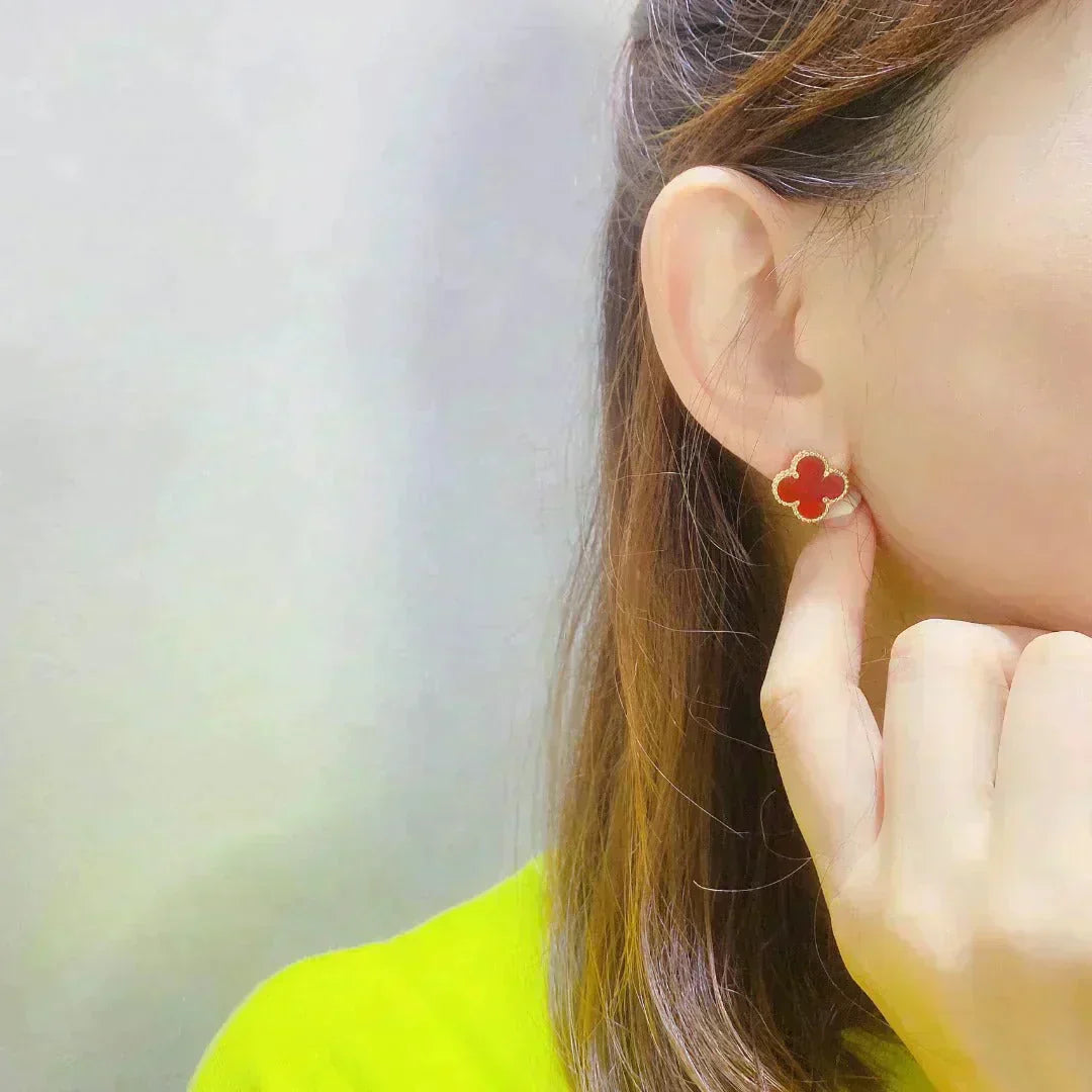[Clover Jewelery]CLOVER MEDIUM 1 MOTIFS CARNELIAN  EARRINGS