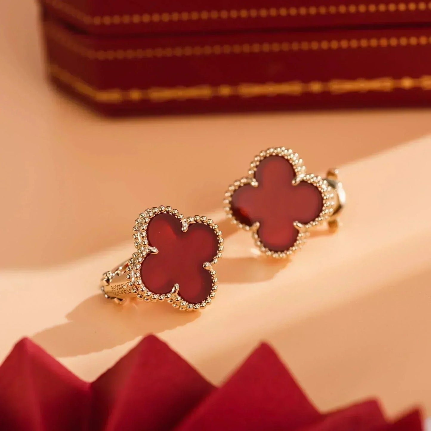 [Clover Jewelery]CLOVER MEDIUM 1 MOTIFS CARNELIAN  EARRINGS