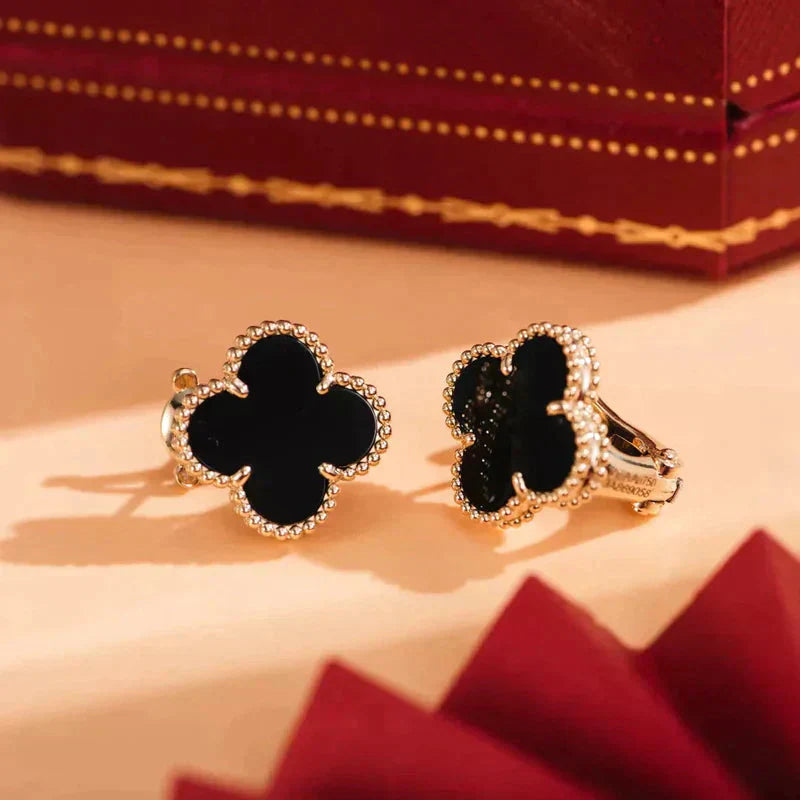[Clover Jewelery]CLOVER MEDIUM 1 MOTIFS  ONYX STUD EARRINGS