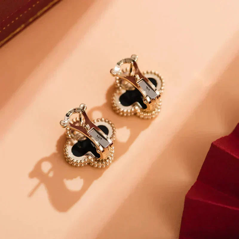 [Clover Jewelery]CLOVER MEDIUM 1 MOTIFS  ONYX STUD EARRINGS