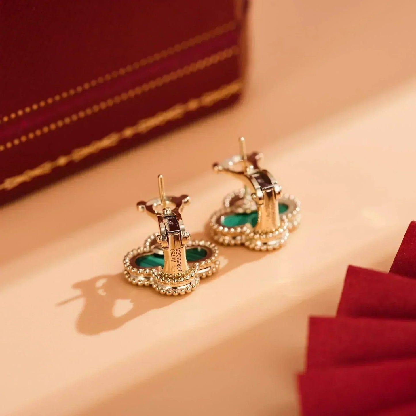 [Clover Jewelery]CLOVER MEDIUM 1 MOTIFS MALACHITE  EARRINGS