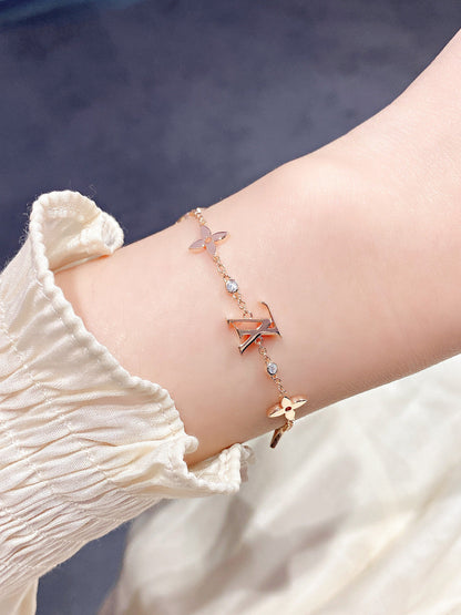 [Clover Jewelery]STAR AND SUN 7 MOTIFS GOLD BRACELET