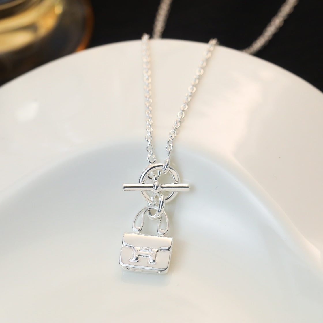 [Clover Jewelery]POP H PEDANT SILVER NECKLACE