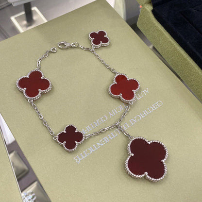 [Clover Jewelery]CLOVER 5 MOTIFS SIVLER CARNELIAN BRACELET