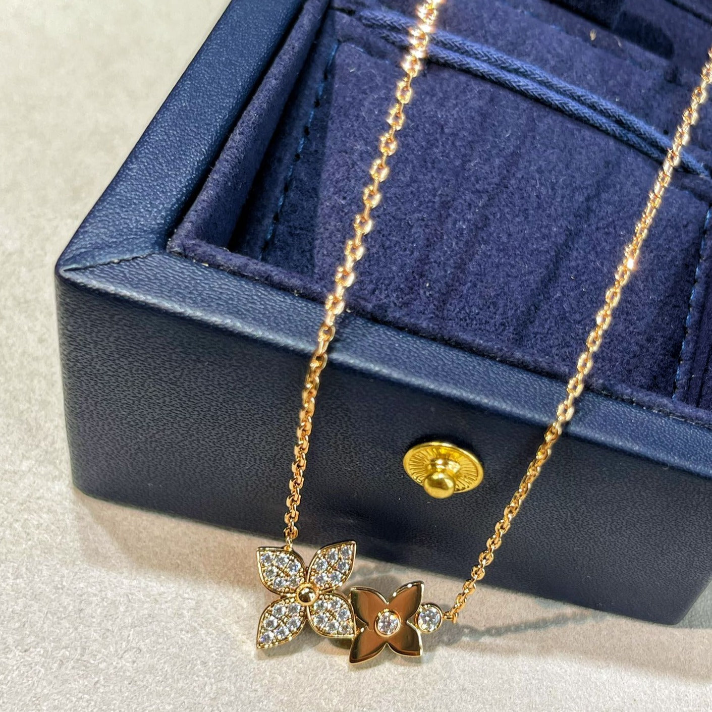 [Clover Jewelery]STAR BLOSSOM NECKLACE PINK GOLD DIAMONDS