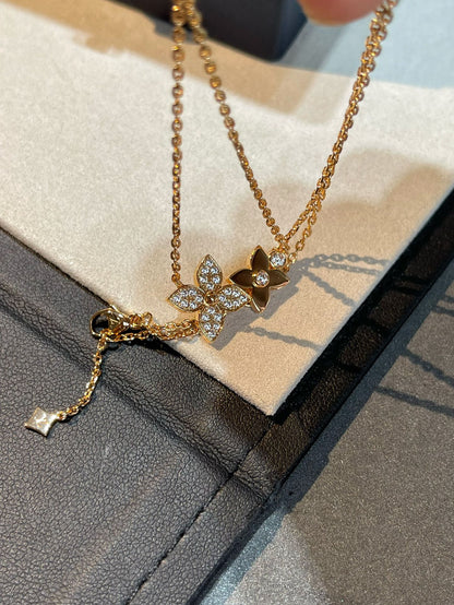 [Clover Jewelery]STAR BLOSSOM NECKLACE PINK GOLD DIAMONDS
