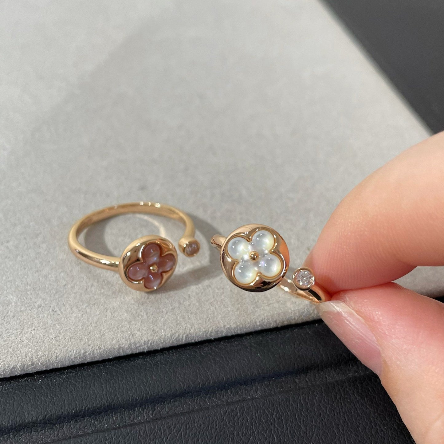 [Clover Jewelery]SUN 1 DIAMOND PINK MOP RING