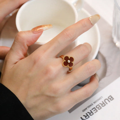 [Clover Jewelery]CLOVER CARNELIAN RING ROSE GOLD DIAMOND
