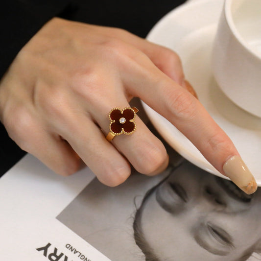 [Clover Jewelery]CLOVER CARNELIAN RING ROSE GOLD DIAMOND
