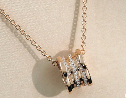 [Clover Jewelery]ZERO 1 PINK GOLD DIAMOND NECKLACE