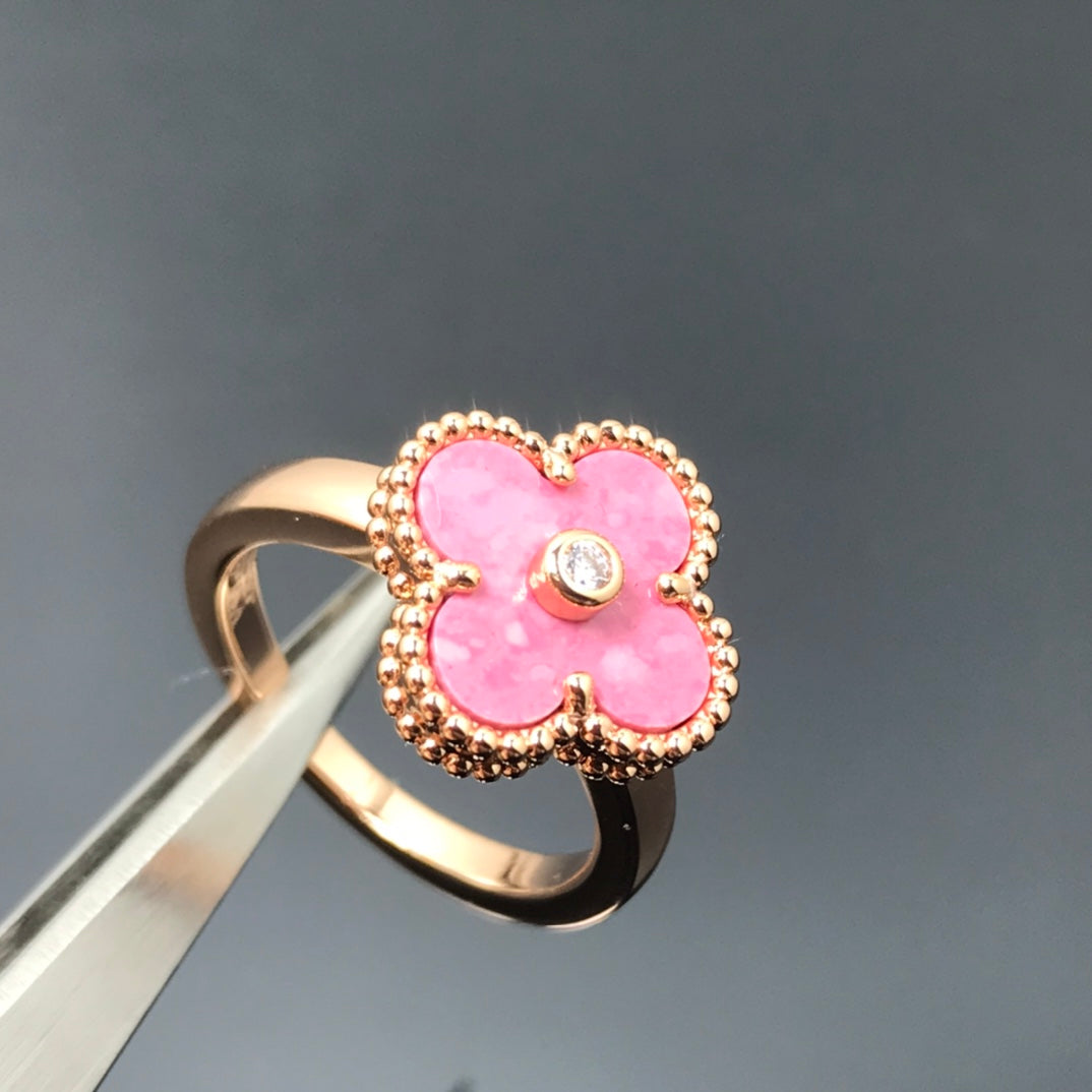 [Clover Jewelery]CLOVER RHODONITE ROSE GOLD RING