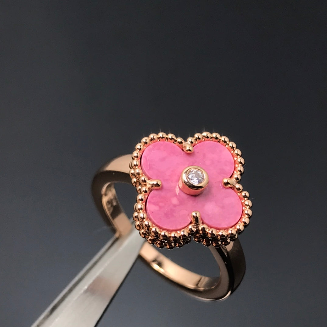 [Clover Jewelery]CLOVER RHODONITE ROSE GOLD RING