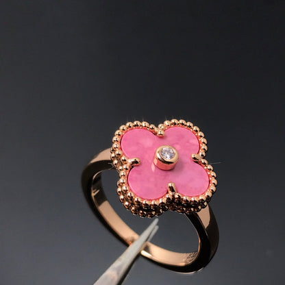 [Clover Jewelery]CLOVER RHODONITE ROSE GOLD RING