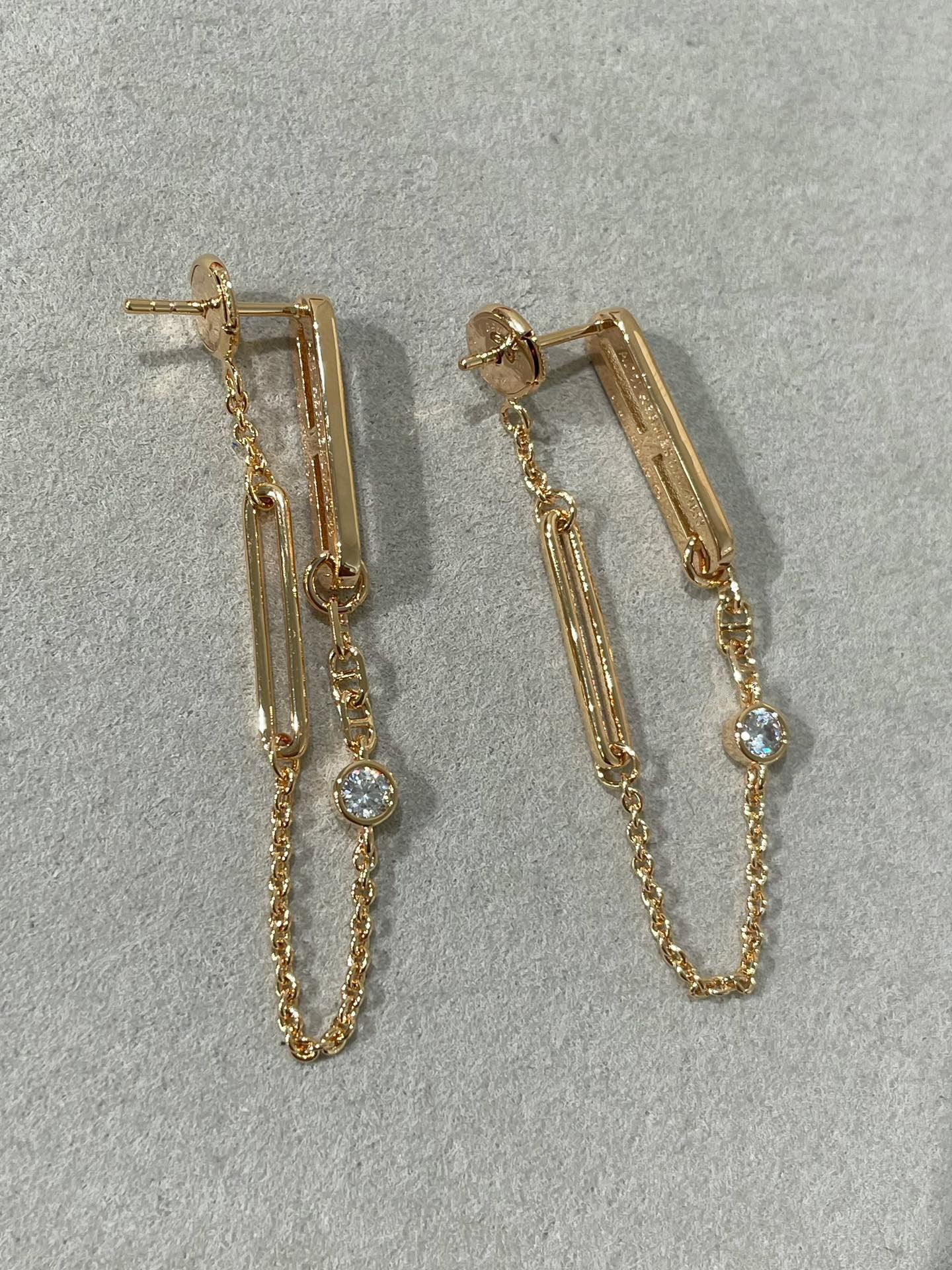 [Clover Jewelery]CHAINE CHAOS DIAMOND DROP EARRINGS