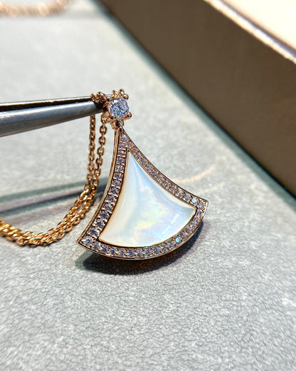 [Clover Jewelery]DREAM MOP DIAMOND PAVED PINK GOLD NECKLACE